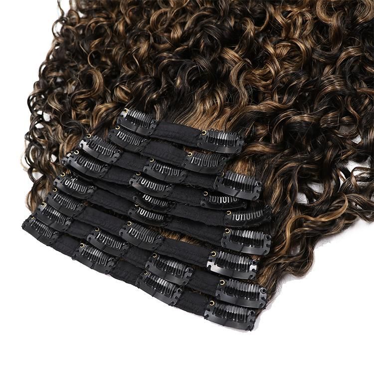 12A Double Drawn Remy Highlights 100% Human Hair Clip in Extensions #1b/6