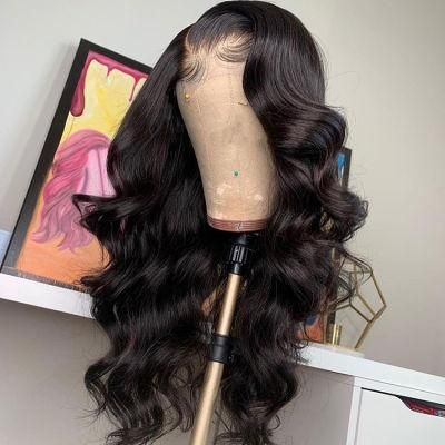 China Factory Price 100 Virgin 13X6 13X4 1b Black 50&rdquor; Bodywave Human Hair Wigs Lace Front for Balck Woman