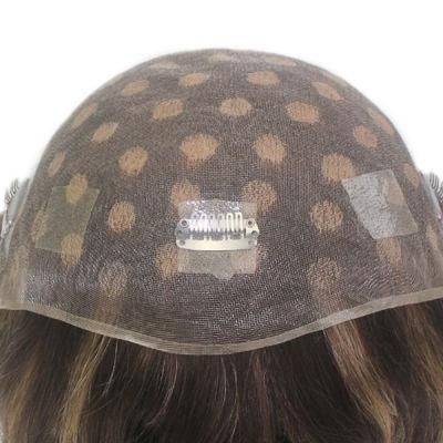 Fine Welded Mono with PU Back Sides Long Human Hair Replacement Systems for Women