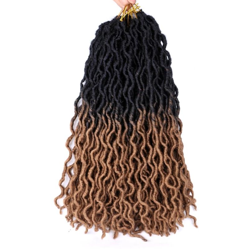 18" 24 Strands/Pack Synthetic Ombre Gypsy Locs Crochet Twist Braided Hair Goddess Locs Hair Extension