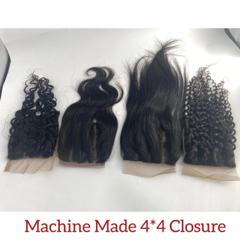 Factory Price Pixie Curls Human Hair with Closure 4X4 Kinky Straight Hair Swiss Lace Closures