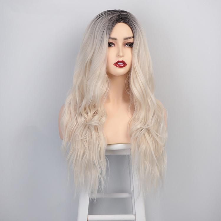 26 Inch Wholesale Ombre Blond Long Wavy Body Wave for Women Synthetic Hair Wigs