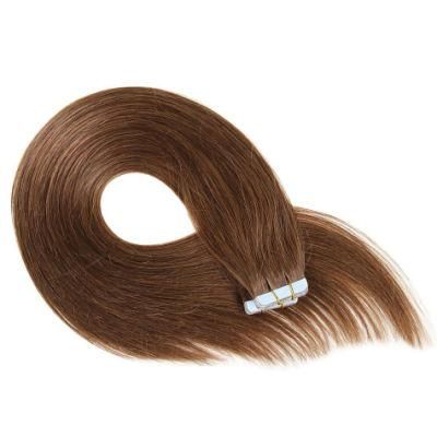 #6 Tape in Human Hair Extensions Brazilian Remy Straight on Adhesive Invisible PU Weft Platinum Blonde Color 20PCS/Set 12 Inch