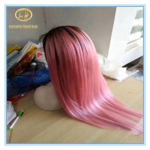 Top Quality Hot Sales #1b/Pink Color Human Hair Lace Wigs with Factory Price Wig-023