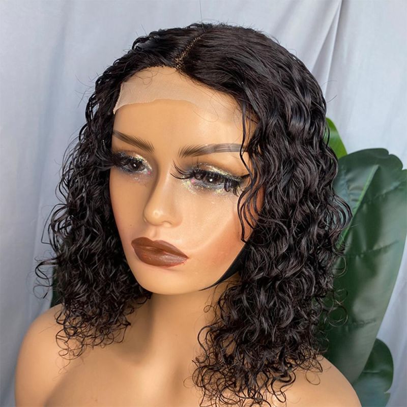 Kbeth Indian Brazilian Huixin Hair Cheap Vendor Machine Made 100% Virgin Human Hair Raw Weft Cuticle Short Deep Wave Closure Wig