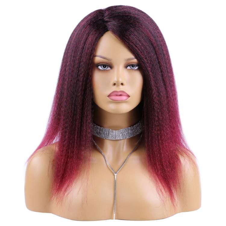 Wholesale Fluffy Short Synthetic Wigs Yaki Straight Hair Wig