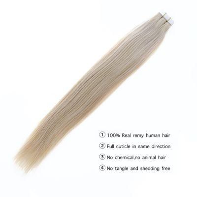 Tape Hair Extensions 100% Real Human Hair Solid Adhesive Skin Weft Glue Machine Made Remy Blonde 50gram Virgin Hair