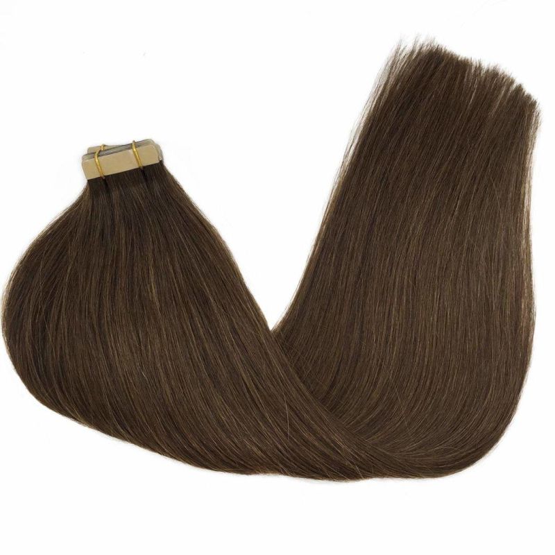 Hair Extensions Tape in Chocolate Brown 100% Real Remy Human Hair Extensions Tape in Natural Hair 20PCS 50g 22 Inch