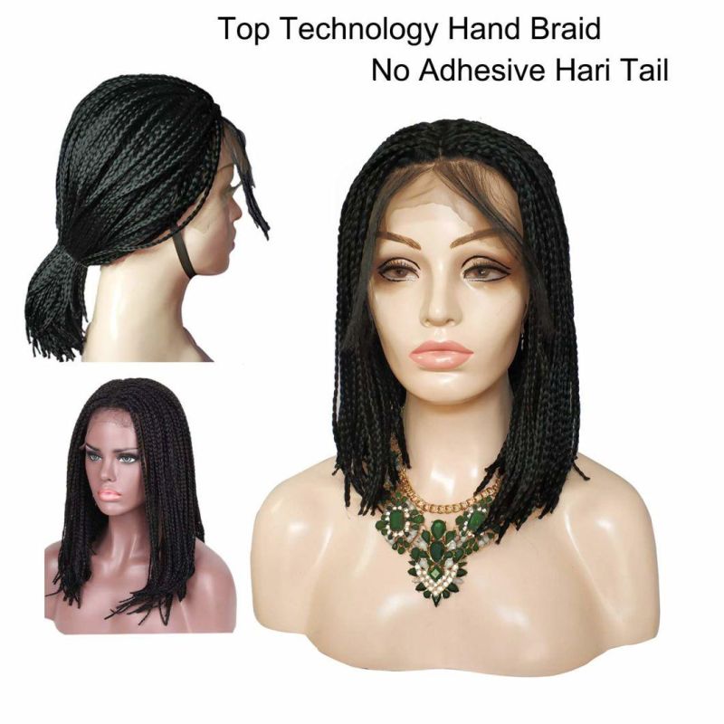 Braided Wigs13X4 Part Swiss Lace Bob Wigs, Full Hand Made Tied Cornrows Front Wigs, Heat Resistant S Micro Bra