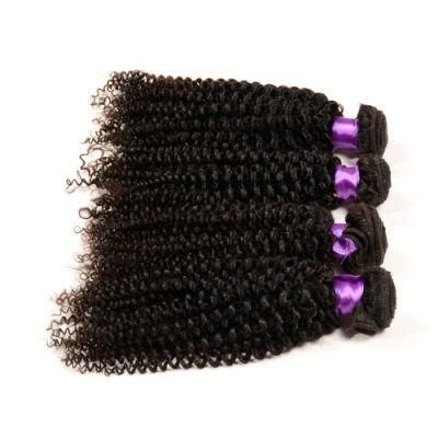 Natural Black Color Wholesale 7A Virgin Brazilian Hair Bundles, Kinky Curly 100 Human Hair Weaving