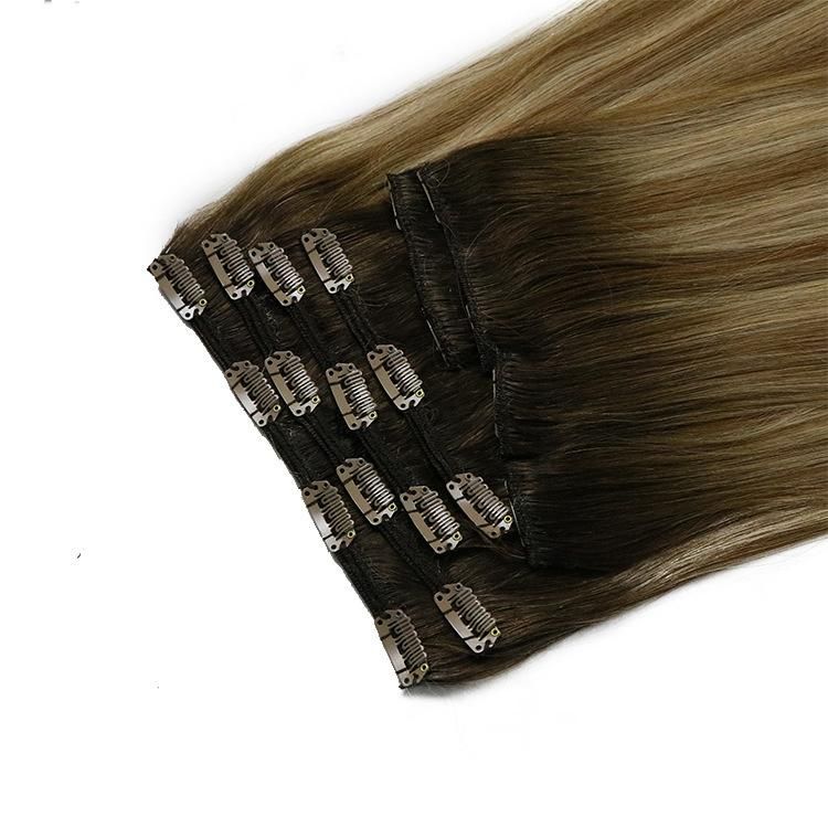 100% Human Hair Brown Piano Color Clip in Hair Extension #T4/P6/27