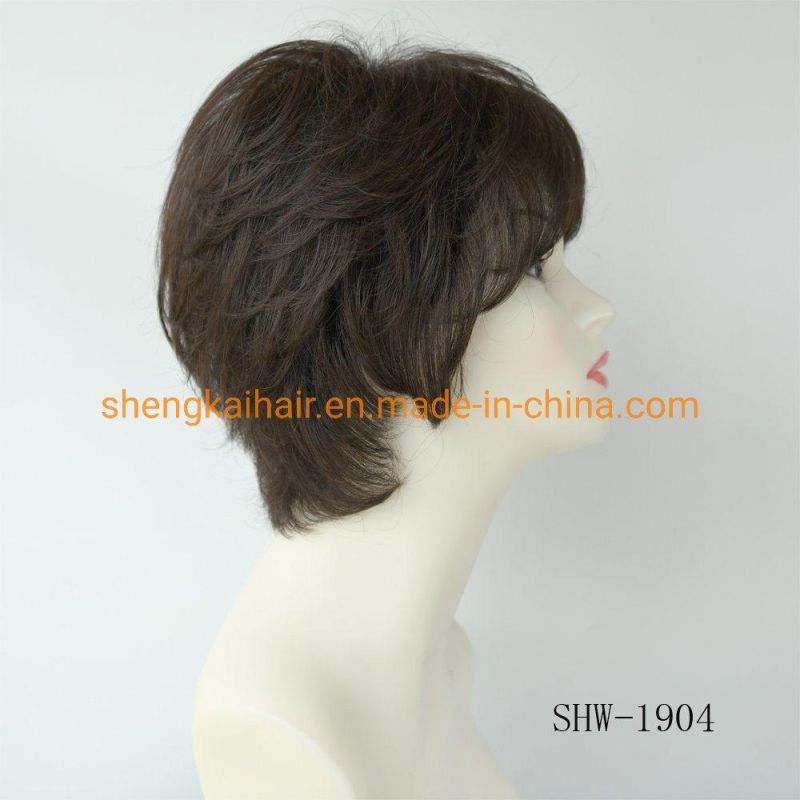 Wholesale Good Quality Handtied Human Hair Synthetic Hair Wigs for Women with Thinning Hair 543