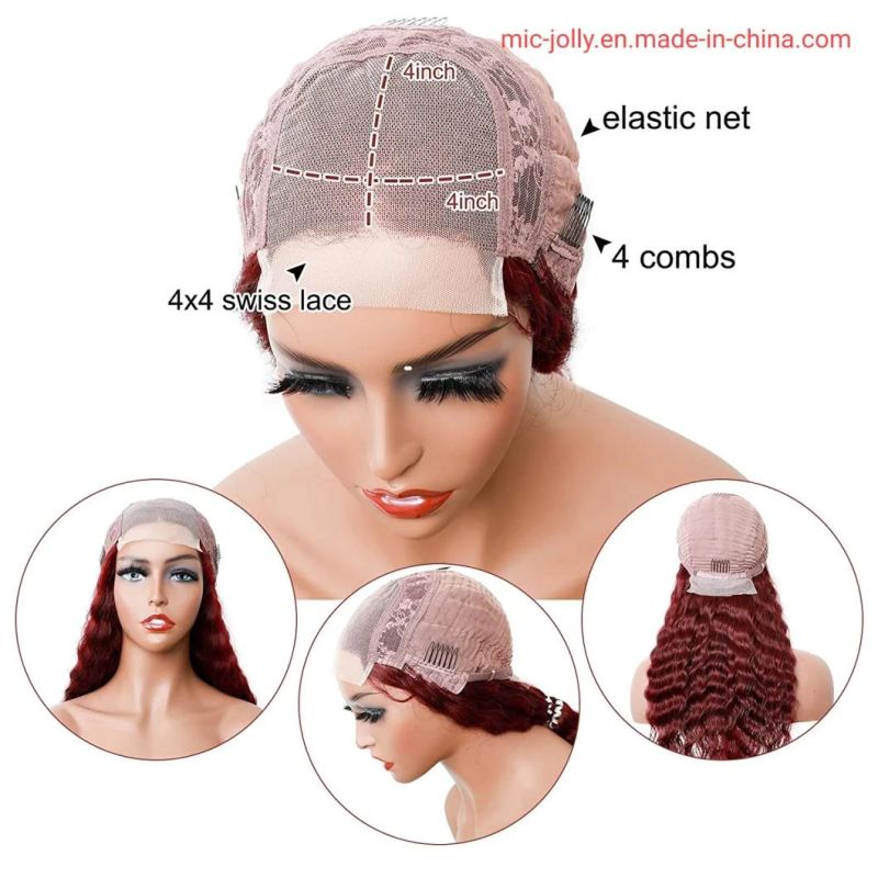 100% Virgin Hair, Swiss Lace Orange Ginger Two-Tone Medium Dyed Burgundy Curls Lace Wigs