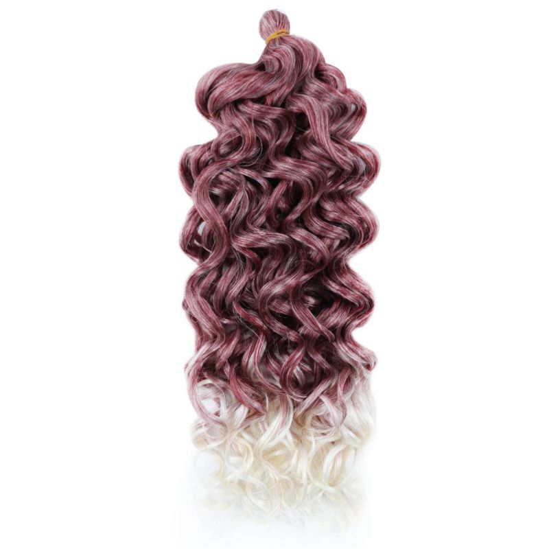 24 Inch Long Ombre Color Silky Hawaii Ocean Wave Synthetic Braids Curly Crochet Braiding Hair