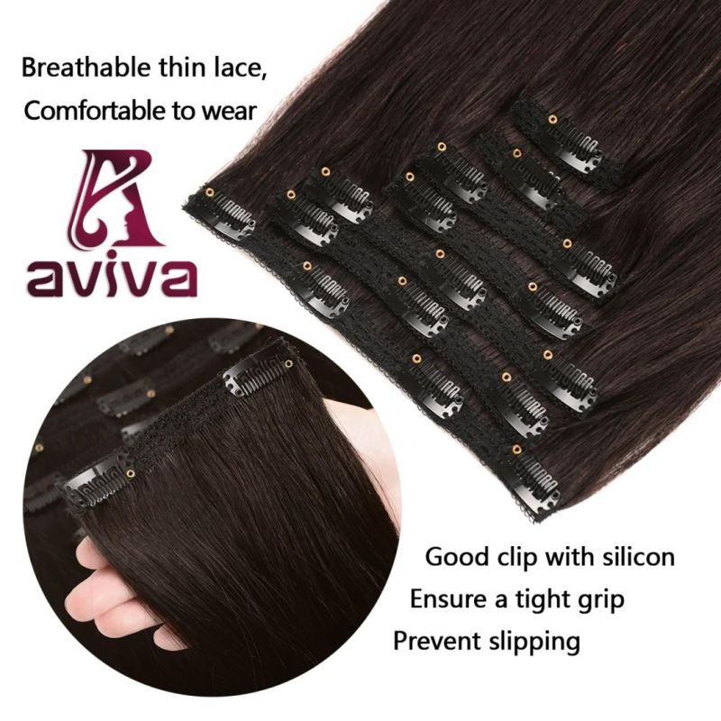 100% Remy Human Hair Clip in Hair Extension 7PCS for Full Head (AV-CHL07-14-2)