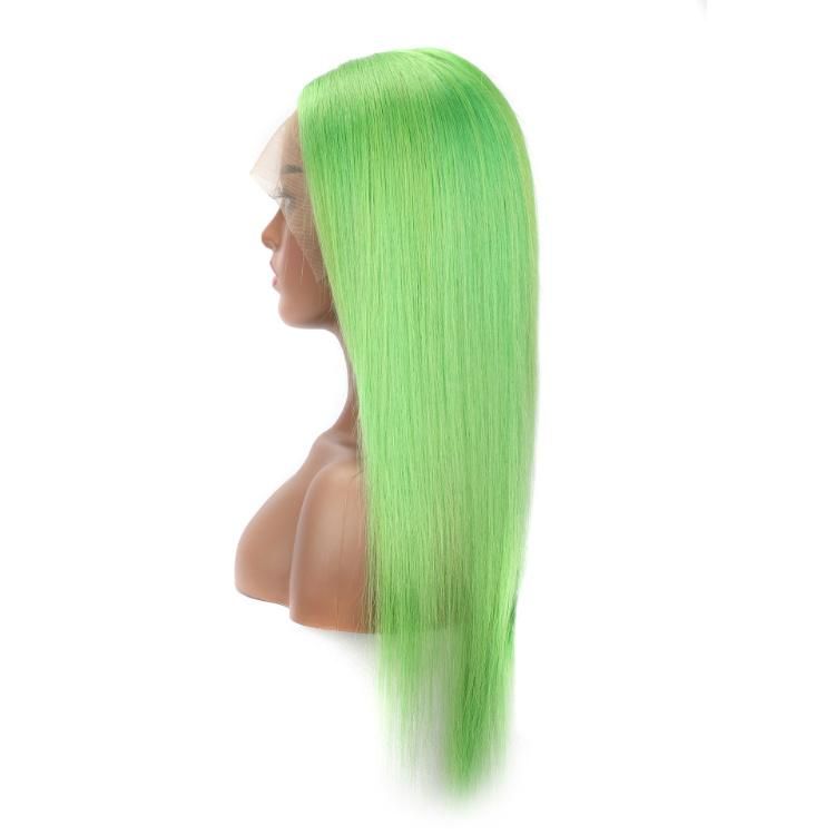 Wholesale Price 13X4 Lace Front Silky Straight Green Human Hair Wigs