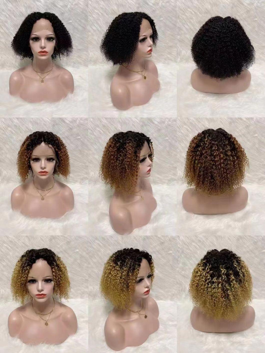 Real Cheap African Ladies 12A Grade Wig Short Human Hair Wig Virgin 14 Inch Curly Cambodian Lace Wigs for Black Women