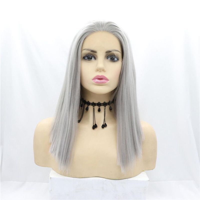 13*4*1 Synthetic Lace Front Wig Straight Hair Bob Wigs Ombre Color and Green Color Lace Frontal Short Wigs for Women