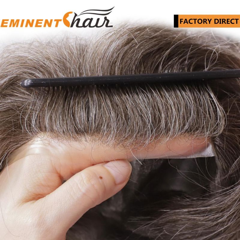 Instant Delivery Indian Human Hair Men′s Skin Natural Stock Toupee