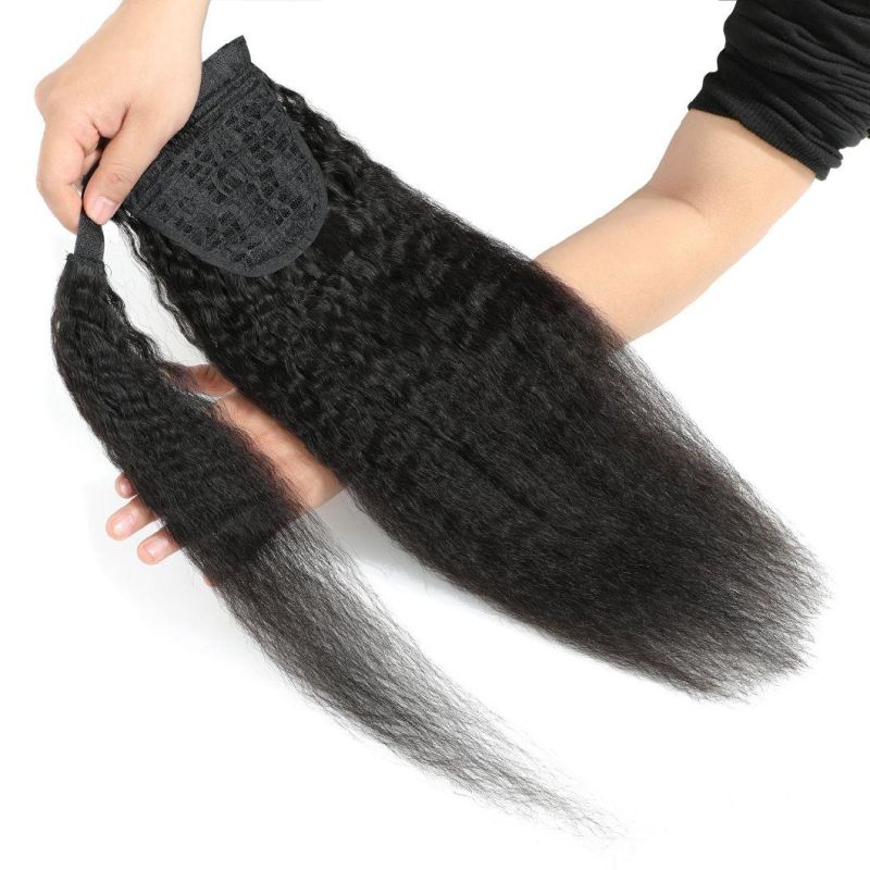 Kbeth Ponytail Human Hair Extension for Black Women Brazilian Hair Yaki Kinky Straight Drawstring 100% Unprocessed Remy Ponytail Human Hair Extension Clips in