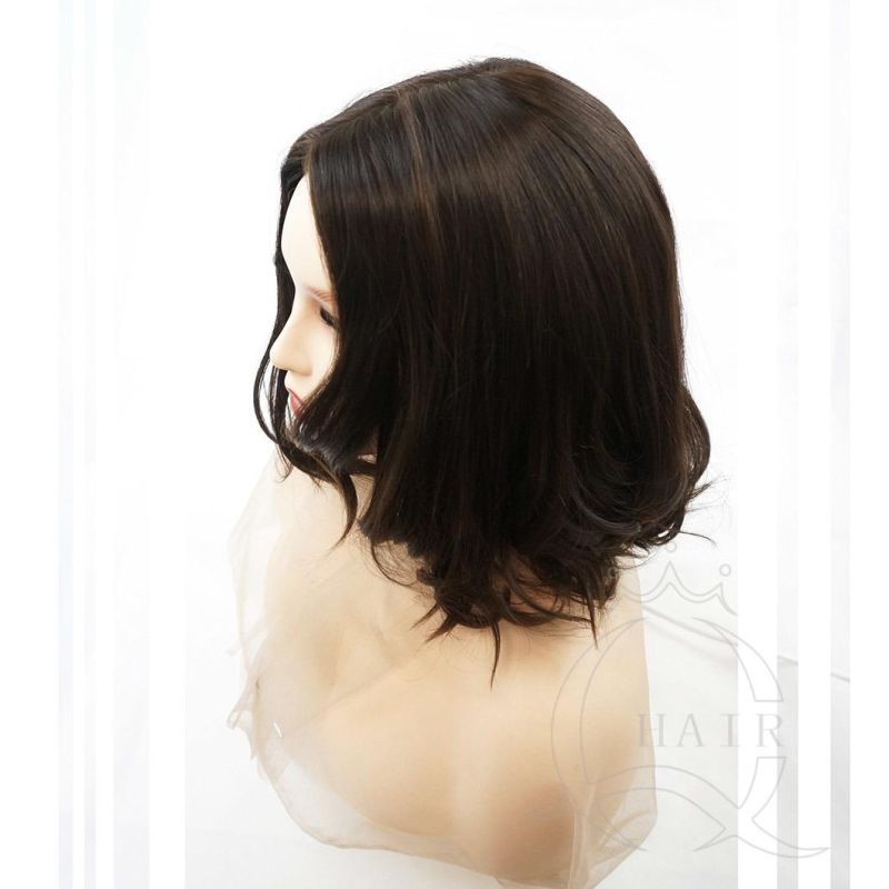 Top Grade Short Wave Human Hair Wigs 14 Inches 130% Density Color as Pic Jewish Wigs Brazilian Virgin Hair Silk Base Wig Natural Hair Wig