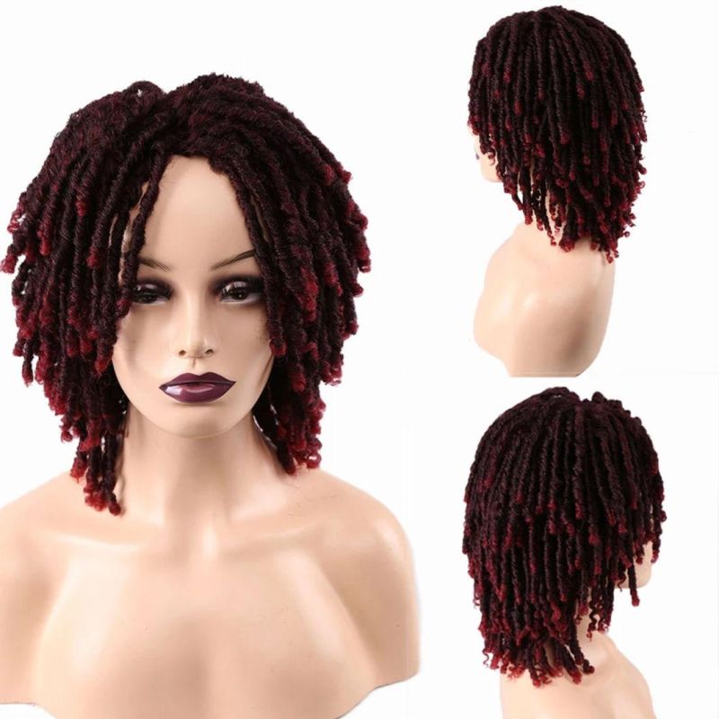 Short Twist Curly Wig Multi Color for Black Women and Men Afro Synthetic Crochet Hair Faux Locs Braid Wigs Dreadlock