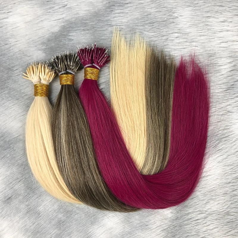 10A Silky Straight Nano Rings Russian Remy Hair Double Drawn Hair Extensions