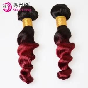 Factory Gurantee 100% Ombre Two Tone Burgundy Hair Virgin Indian Hair Weaving Loose Wavy
