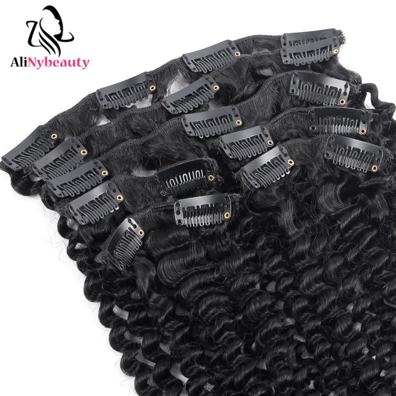 4b 4c Kinky Curly Brazilian Clip in Human Hair Extensions