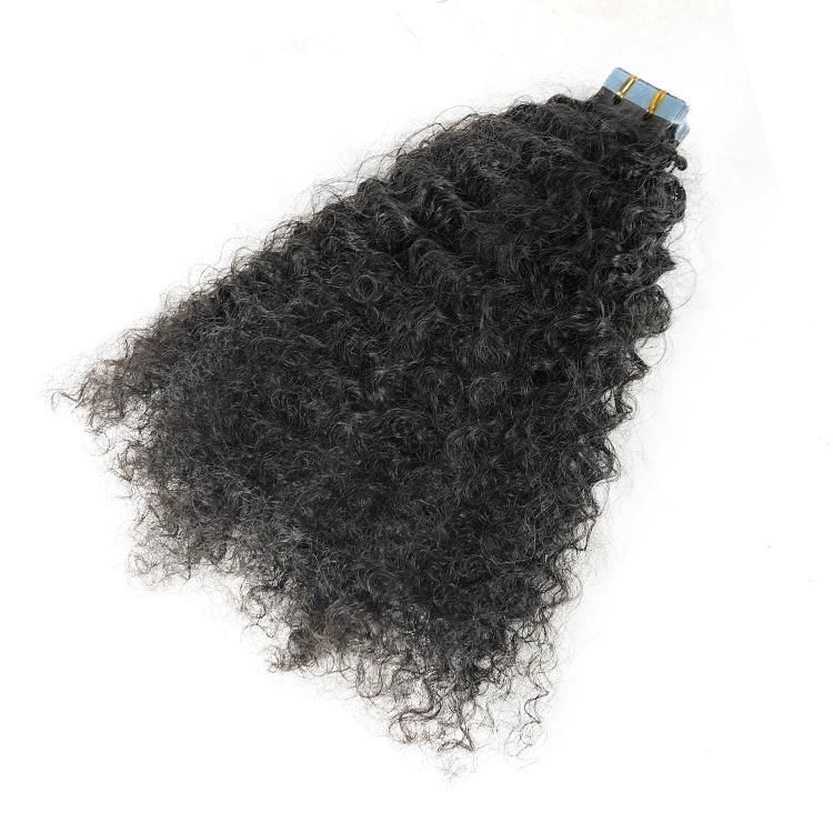 100% Raw Cuticle Aligned Human Hair 3c Curly Tape in Hair Extensions