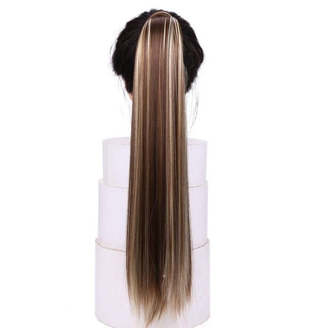 24inch Ombre Blond Silk Long Straight Ponytail Hair Extension Wholesale