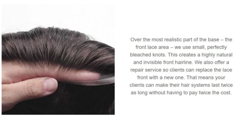 Mono with Poly Back Sides Lace Front Human Hair Men′s Hairpiece