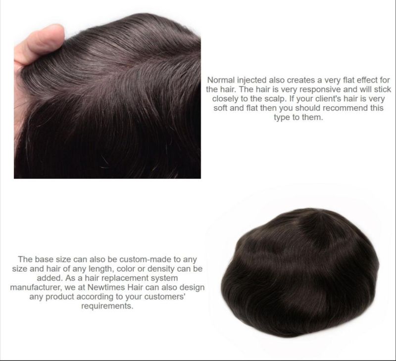 Ins Injected Super Thin Skin Stock High Quality Mens Toupee