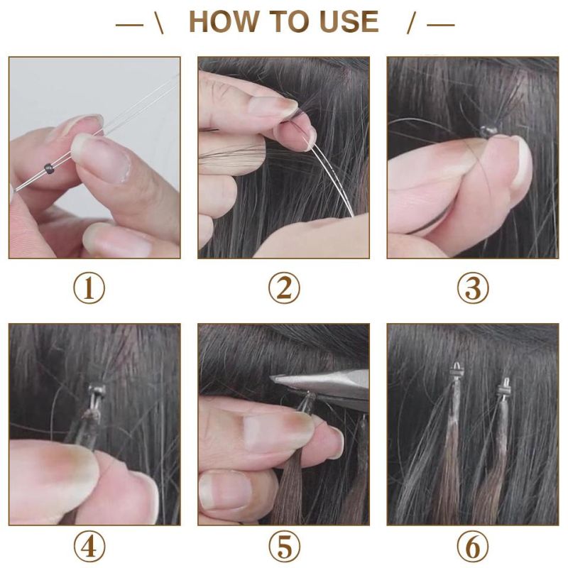 Real Human Hair Nano Ring Hair Extensions Machine Remy Pre-Bonded Straight Micro Beads Nano Tip
