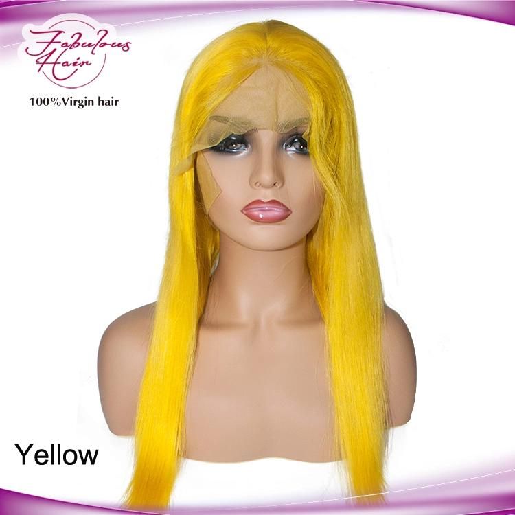 Wholesale Cheap Brazilian Pre Plucked Yellow Colored Virgin Hair Wigs