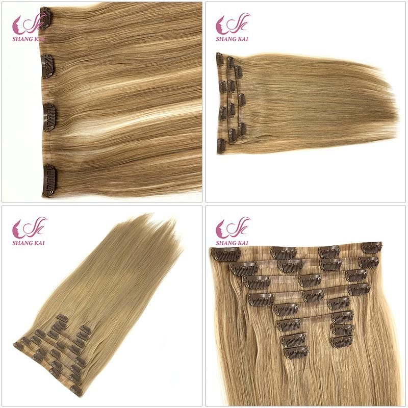 Factory Price Remy Human Hair Clip in Extension Brown Color