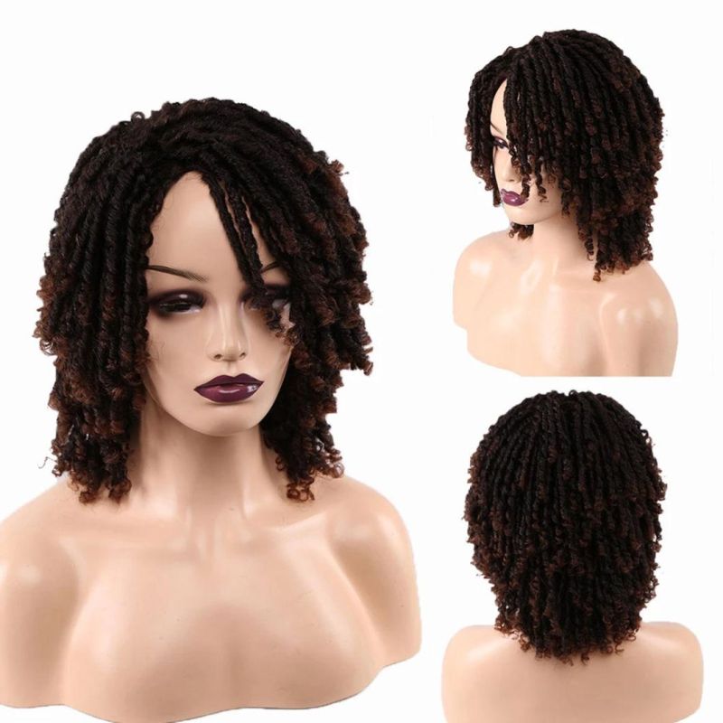 Short Twist Curly Wig Multi Color for Black Women and Men Afro Synthetic Crochet Hair Faux Locs Braid Wigs Dreadlock