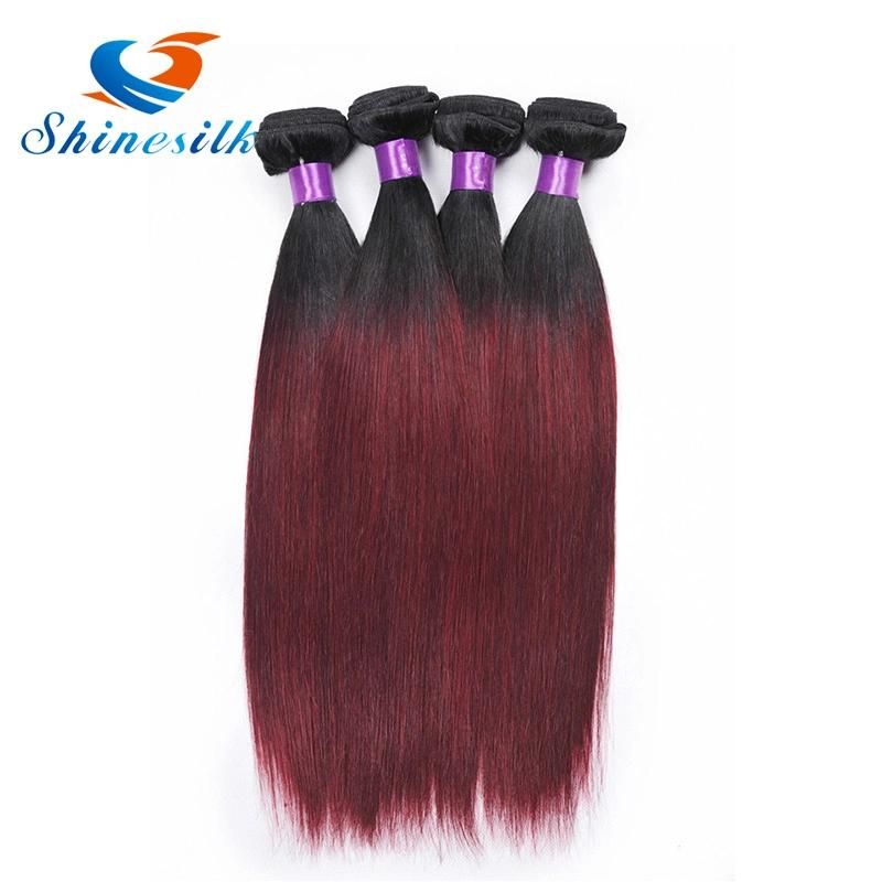 Pre-Colored Hair Weave Wine Red Human Hair Bundles 3PC 1b Burgundy Remy Brazilian Straight Hair Extensions Hair Weft 99j