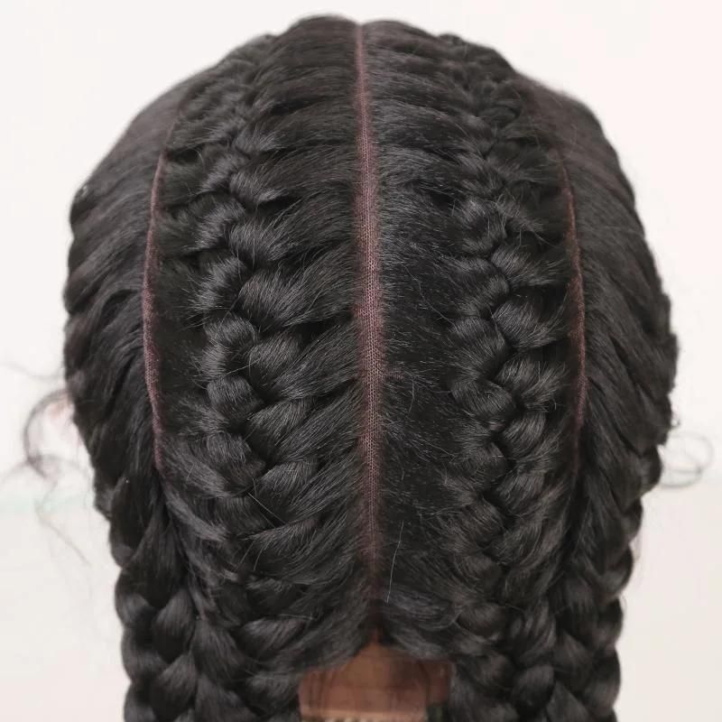 Synthetic Hair 26 Inches Wigs Perruque Tresse Long Braided Wigs for Black Women Lace Front