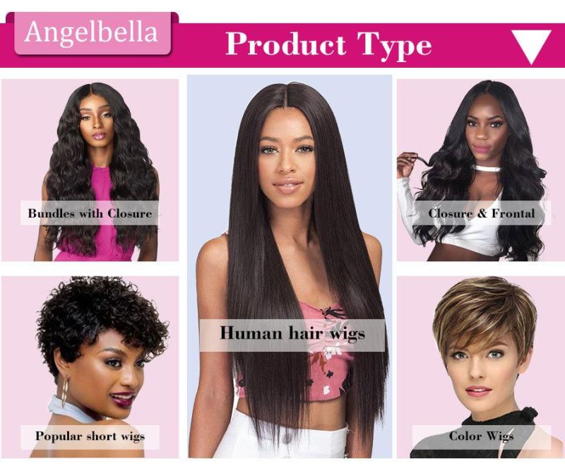 Angelbella 13*4 Frontal Wig Glueless Cheap Remy African American Human Hair Bob Wigs