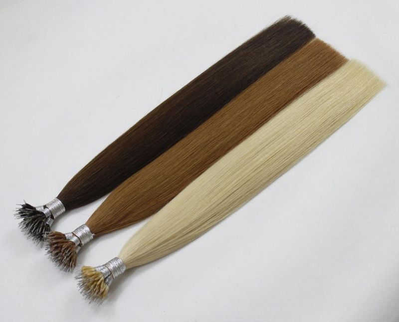 Nano Ring Extensions Brazilian Straight Human Hair Bundles Back Brown Blond Color Remy Human Hair Extensions
