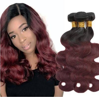 High Quality Super 1b/99j Red Two Tone Beautiful Hair Body Wave Bundles with 4X4, 5X5 Lace Closure Brazilian Remy Hair for Fashionable Women