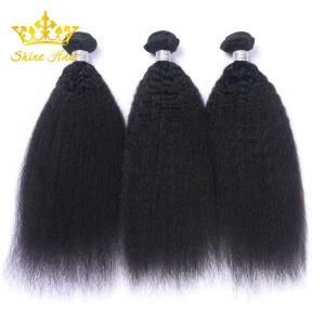 Kinky Straight 100% Virgin Human Hair Malaysia Hair Extension with 1b Color Hair Weft