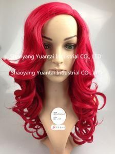 Bright Color Long Wavy Synthetic Hair Wig for Party / Human Hair Feeling