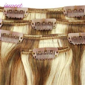Factory Wholesale Seamless Natural Remy Brazilian Cuticle Double Drawn Clip Human Hair