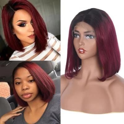 Bob Wig Human Hair 10A Straight Human Hair Wig 1b/Burgundy Color