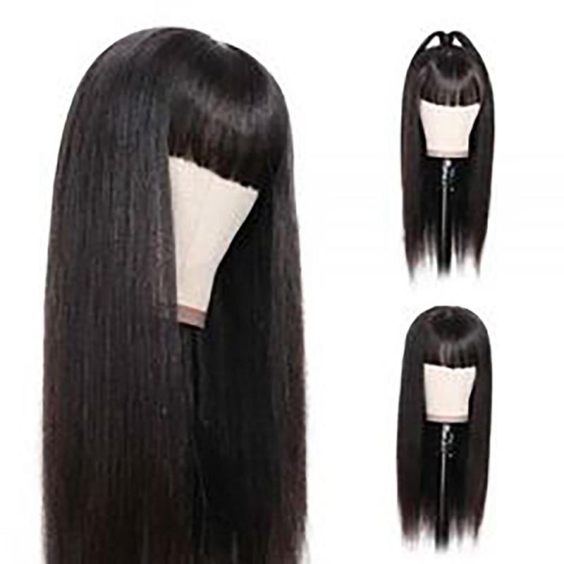 Kbeth Wholesale Straight Human Hair Wigs with Bangs Full Machine Made Wigs for Black Women Brazilian Straight Hair Wigs with Bangs Wholesale