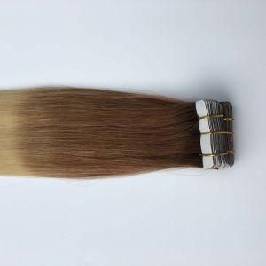 Ombre 6/613 Straight Us PU Tape Skin Weft Brazilian Virgin Remy Human Hair Extensions