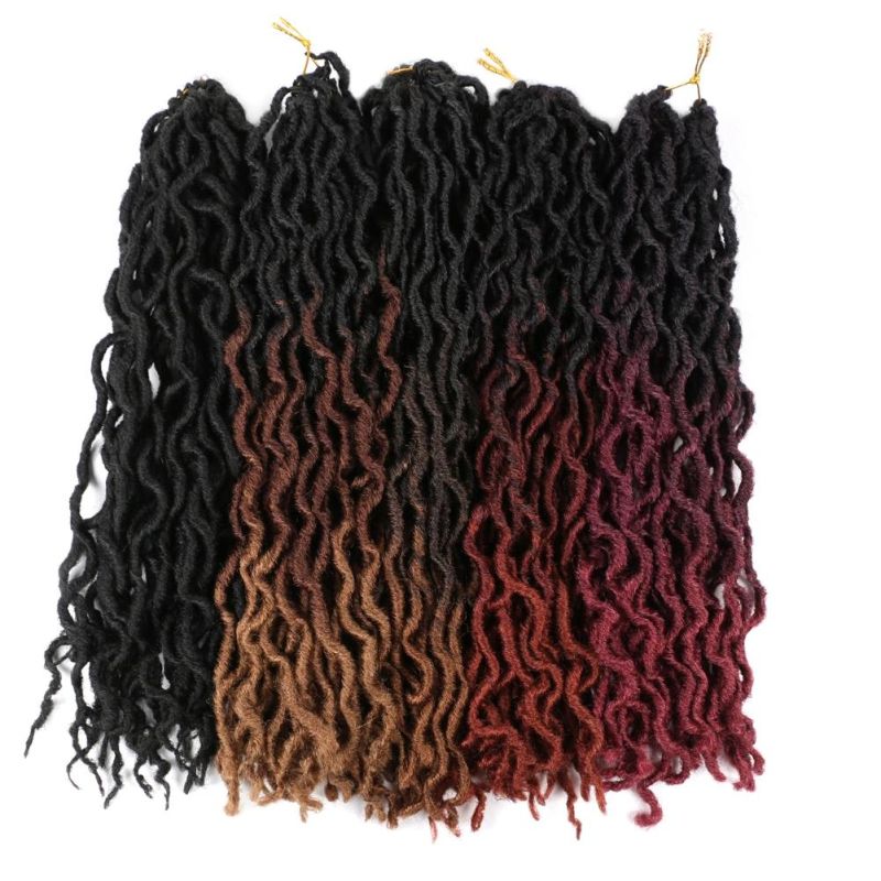 18" 24 Strands/Pack Synthetic Ombre Gypsy Locs Crochet Twist Braided Hair Goddess Locs Hair Extension