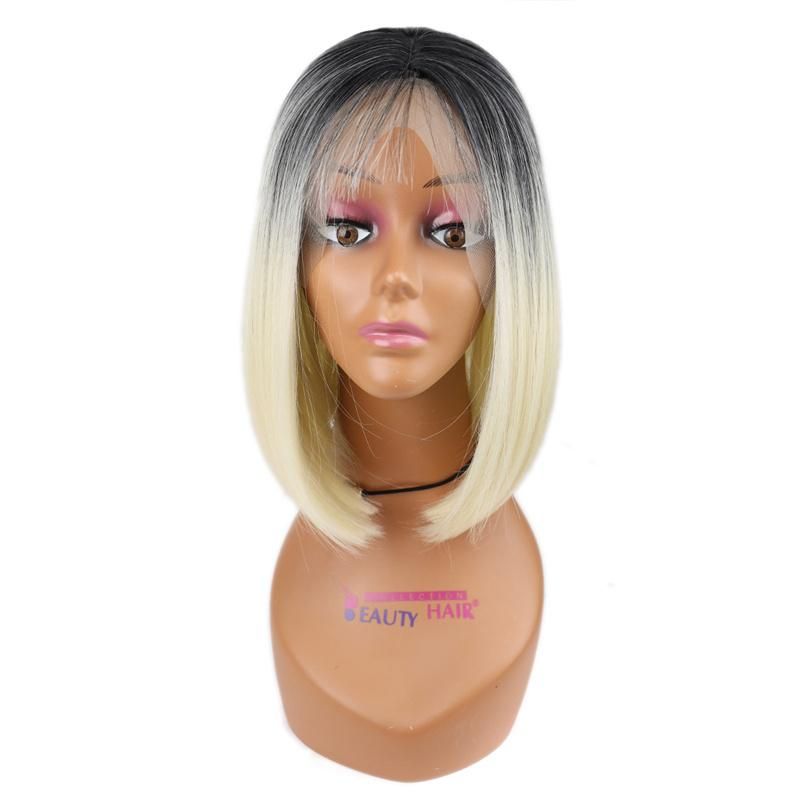 Hot Products Wholesale 613 Blonde Short Lace Front Wig Ombre Synthetic White Bob Wigs